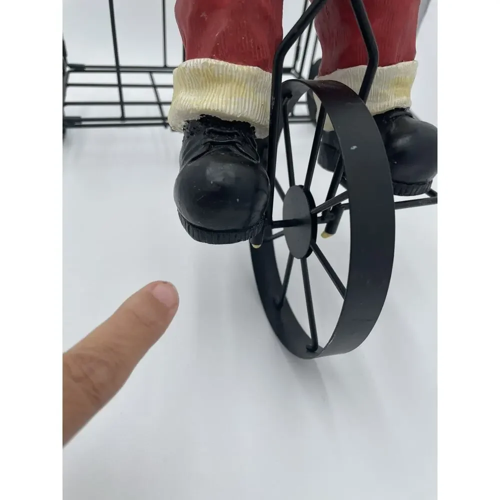 Large Oversized Christmas Decoration Vintage Santa Clause Riding Tricyle Basket